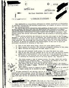 Das "FBI-Papier 6751" vom 8. Juli 1947 (Bild: FBI / gemeinfrei)