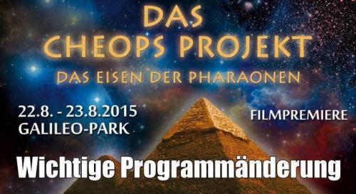 Kongress "Das Cheops-Projekt" im August in Lennestadt: Programmänderung (Bild: Galileo-Park)
