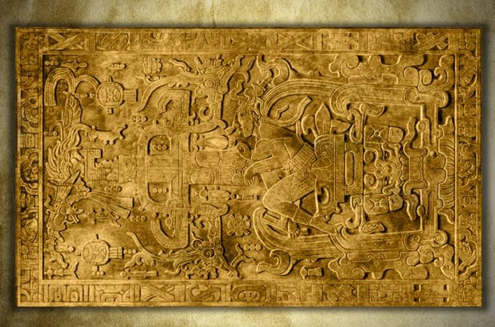 Leinwand-Druck: Die legendäre Grabplatte von Palenque - ein Astronaut?