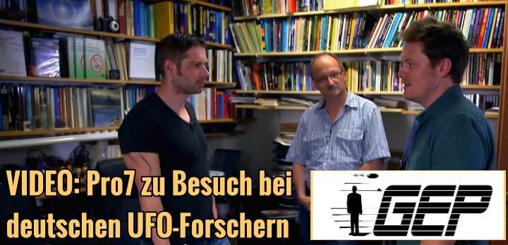 Screenshot der Galilo-Sendung von Pro7 am 27. Mai 2016 mit den UFO-Forschern André Kramer (rechts) und Hans-Werner Peininger (Mitte) von der "Gesellschaft zur Erforschung des UFO-Phänomens" (Bild: Screenshot Pro7-Video)