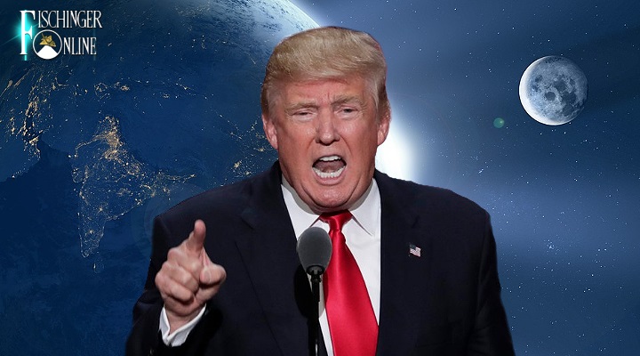 US-Präsident Donald Trump bringt eine Richtlinie zur Einrichtung einer Weltraum-Kampftruppe auf dem Weg (Bilder: gemeinfrei / Montage: Fischinger-Online)