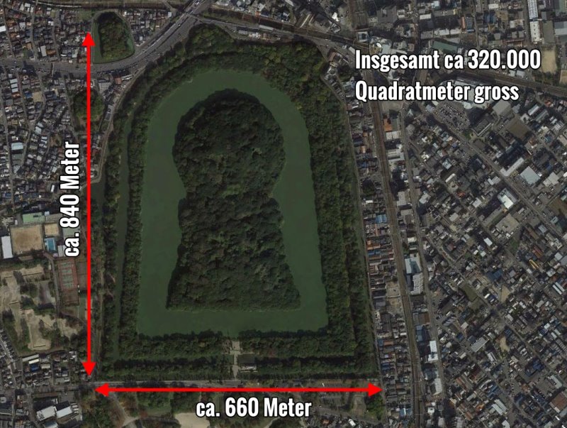 Das Riesengrab von Kaiser Nintoku (Bild: Google Earth)