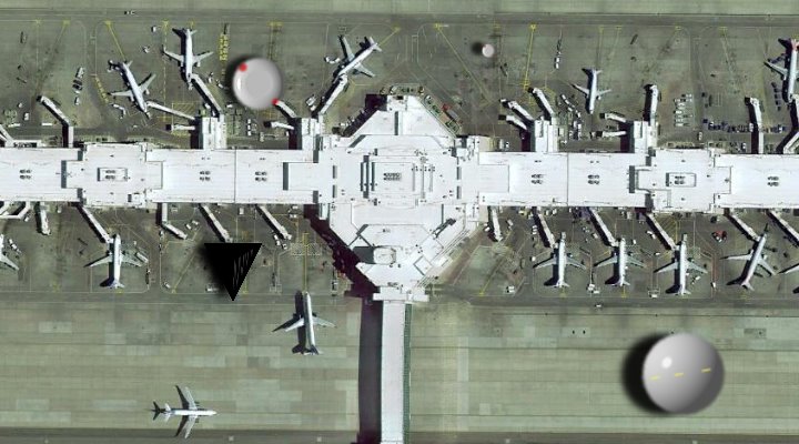 Der internationale Flughafen von Denver: ein Tummelplatz für Aliens UFOs und Geheimgesellschaften? Der Flughafen nimmt die Verschwörungstheorien jetzt mit Humor ... (Bild: Google Earth / Bearbeitung: Fischinger-Online)