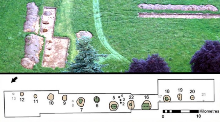 Der 10.000 Jahre alte Kalender von Warren Field in Schottland: wirklich der älteste Kalender der Welt? (Bilder: V. Gaffney / Montage: Fischinger-Online)