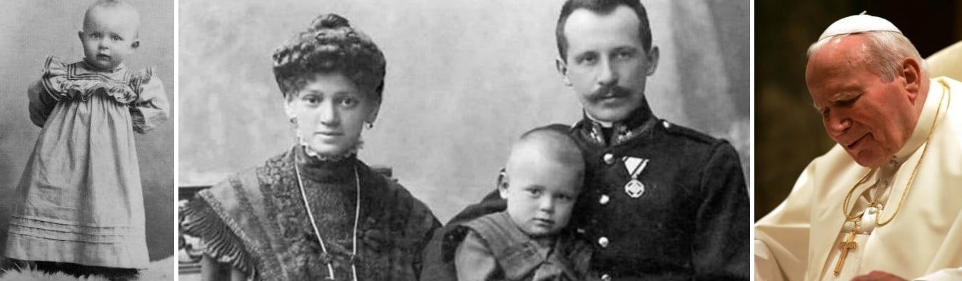 Karol Wojtyła, alias Johannes Paul II. - in der Mitte mit seinen Eltern Emilia und Karol (Bilder: gemeinfrei)