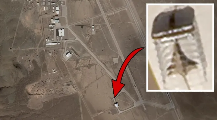 "Mysteriöses Flugzeug in Area 51 in beispiellosem Satellitenbild gesichtet" (Bilder: Planet Labs Inc./thedrive.com / Montage: Fischinger-Online)