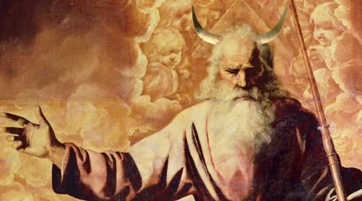War der biblische Gott der wahre Teufel? (Bild: gemeinfrei / Montage: Fischinger-Online)