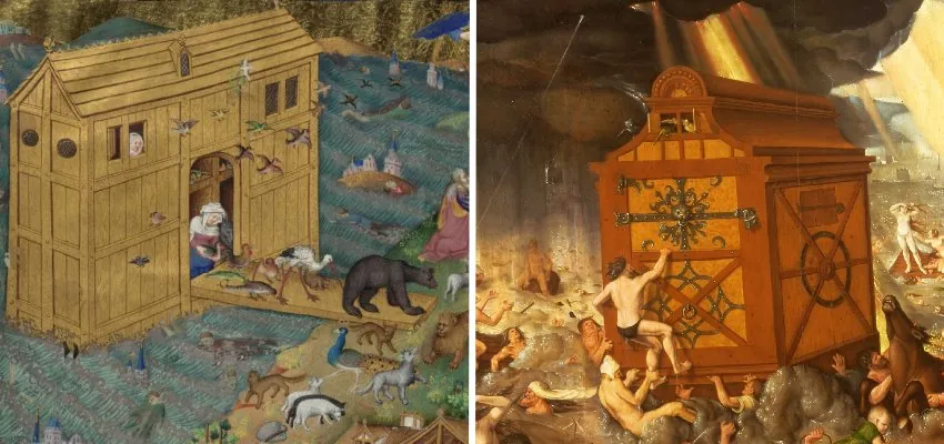 Die Arche Noah - hier zwei eher "untypische Darstellungen" (Bilder: gemeinfrei)
