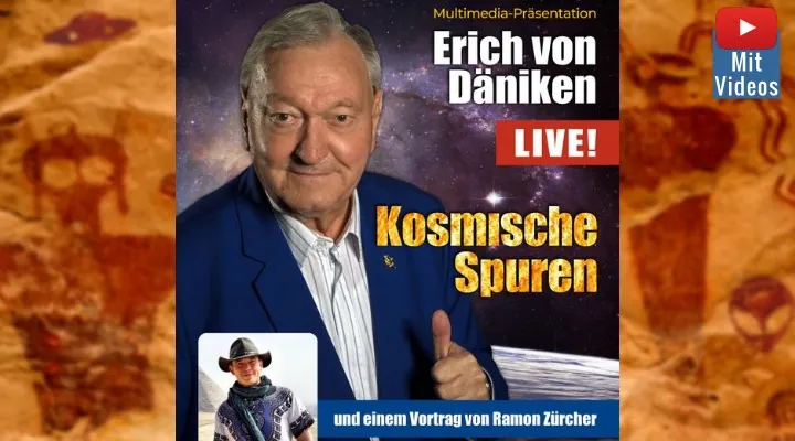 "Kosmische Spuren": Vortragsnachmittag von Erich von Däniken und Ramon Zürcher (Bilder/Montage: Fischinger-Online & E. v. Däniken/A.A.S.)