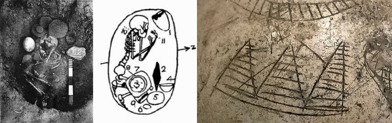 2000 Jahre zu alt: 7000 Jahre alte Darstellungen der Pyramiden von Gizeh auf einem ägyptischen Straußenei? (Bilder: gemeinfrei & reddit.com / OutoftheTombs / Montage: Fischinger)