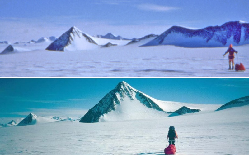 Touristen auf dem Weg zu den "Pyramiden der Antarktis", wie diese Ausschnitte zeigen (Bilder: gulliver.it / pggit / YouTube & Paolo Gardino/WikiCommons/CC BY-SA 3.0)