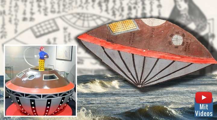 Utsuro-bune, das angebliche UFO aus dem Meer: Ausstellung über Japans großes Mysterium von 1803 eröffnet (Bilder: gemeinfrei & sumikai.com / Montage: Fischinger)