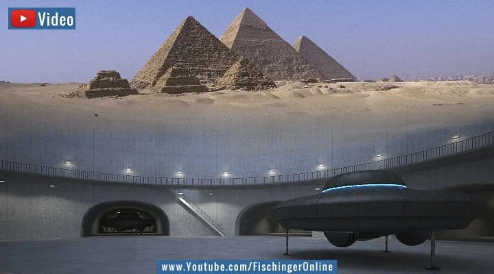 Alien-UFO-Basis unter den Pyramiden? Schweizer UFO-Guru will ihn gesehen haben! (Bilder: gemeinfrei/Pixabay / Montage: Fischinger)