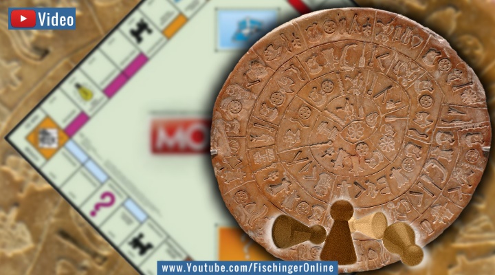Ungelöstes Rätsel der Archäologie: Der Diskos von Phaistos - war er nur eine Spielerei? (Bilder: gemeinfrei & Fischinger / Montage: Fischinger)